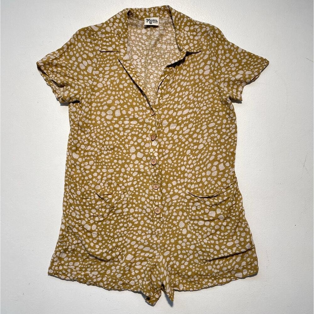 Show Me Your Mumu Polkadot Cheetah Romper / M / One Piece Jumpsuit Shorts Hawaii